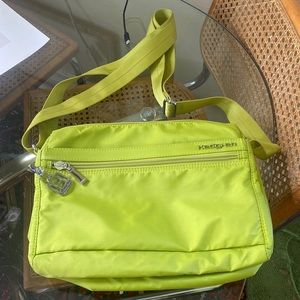 Hedgren Minimalistic Nylon RFID Chartreuse Crossbody Bag